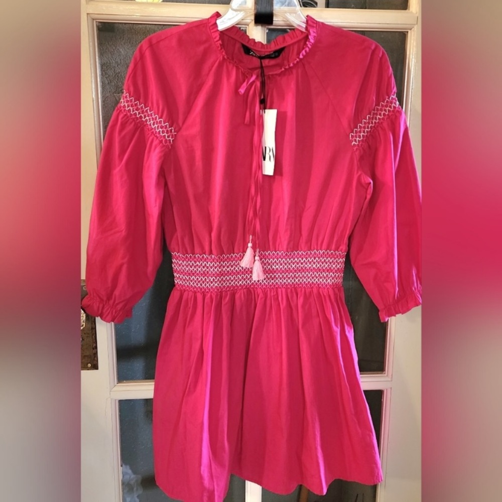 SMALL ZARA PINK POPLIN DRESS